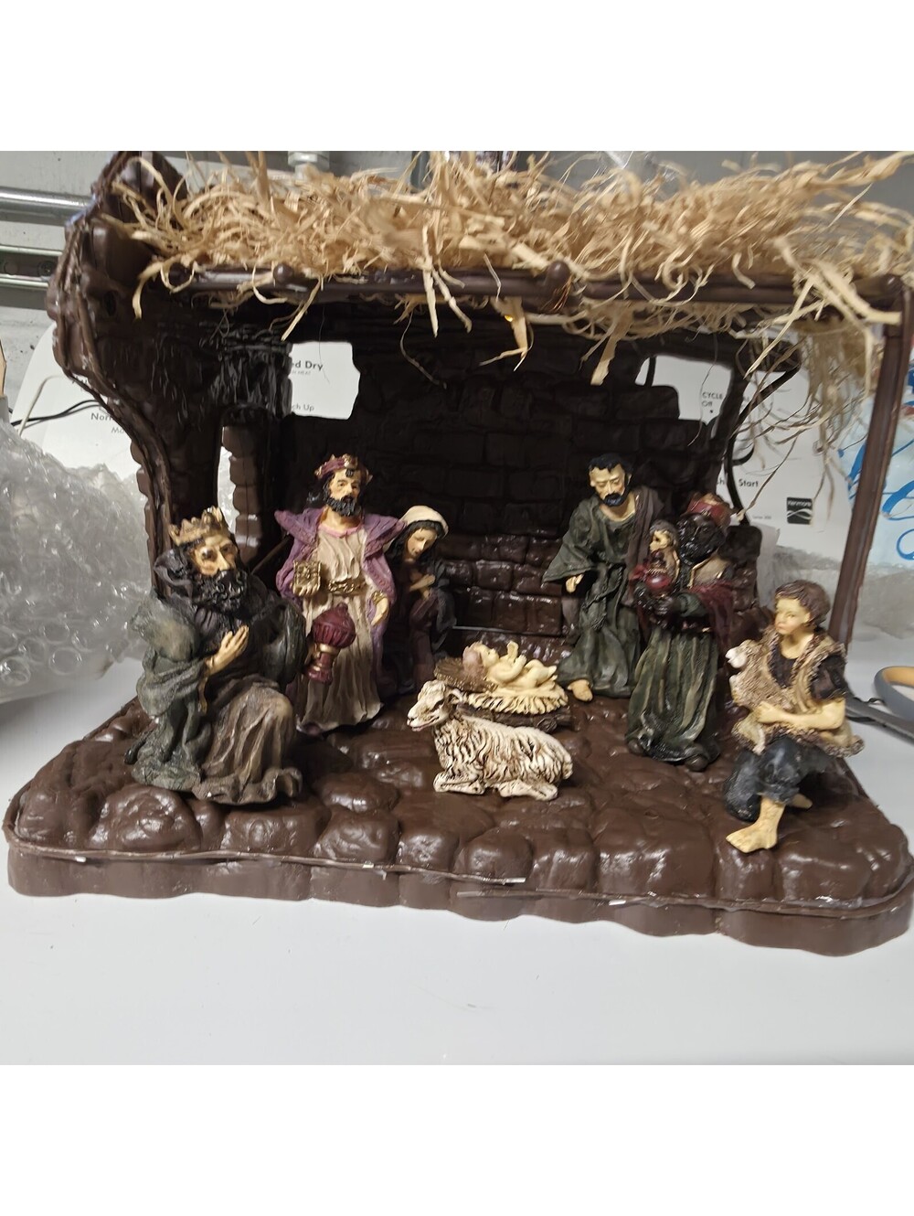 Rare Vintage Fiber Optic Color Changing Nativity Set 7 Piece